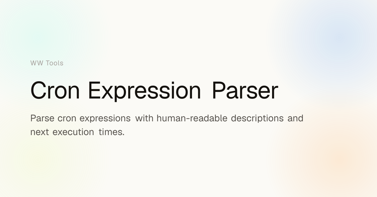 Cron Expression Parser | WW Tools