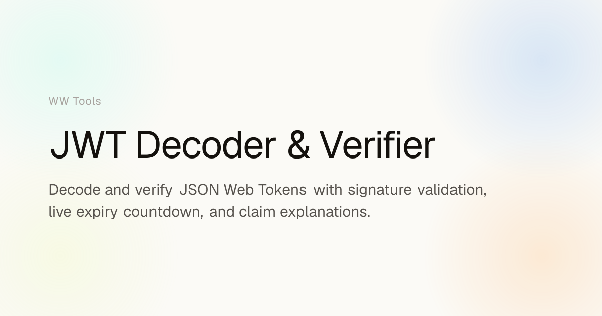 JWT Decoder & Verifier | WW Tools