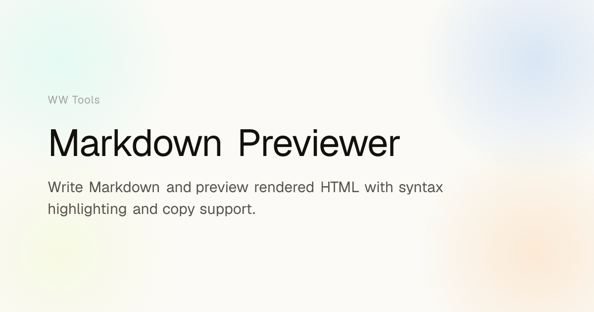 Markdown Previewer | WW Tools